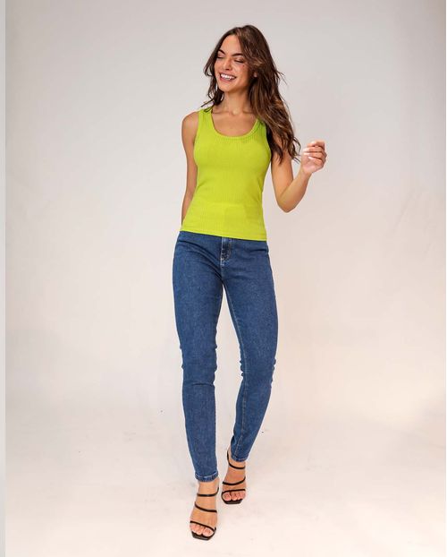 Blusa  Feminina  Regata Canelada Consciência  -90074 Verde