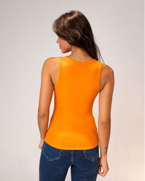 Blusa  Feminina  Regata Canelada Consciência  -90074 Laranja