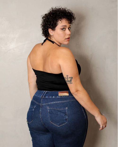 Blusa Fem Cropped Viscolycra Alça Corrente -90089 Preto