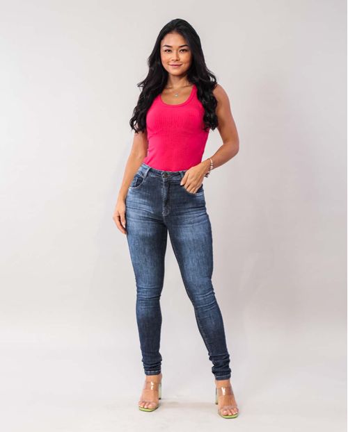 Calça Jeans Feminina Skinny Hot Pants Extreme Power 21744 Escura