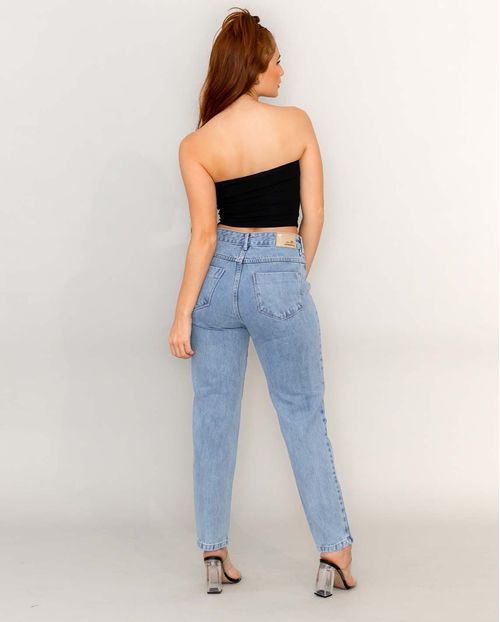 Calça Jeans Feminina Mom com Cut Out Aplicado com Strass 21867 Clara