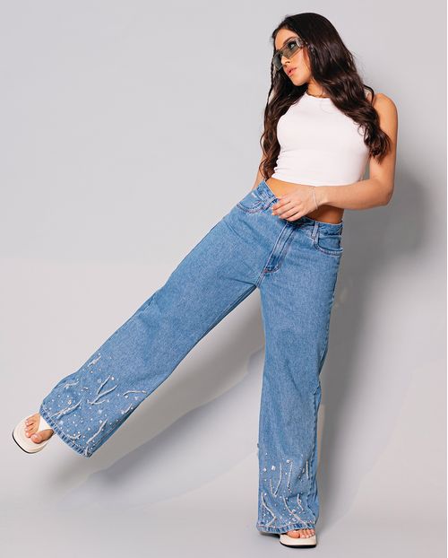Calça Jeans Feminina Skate Baggy  21962 Média