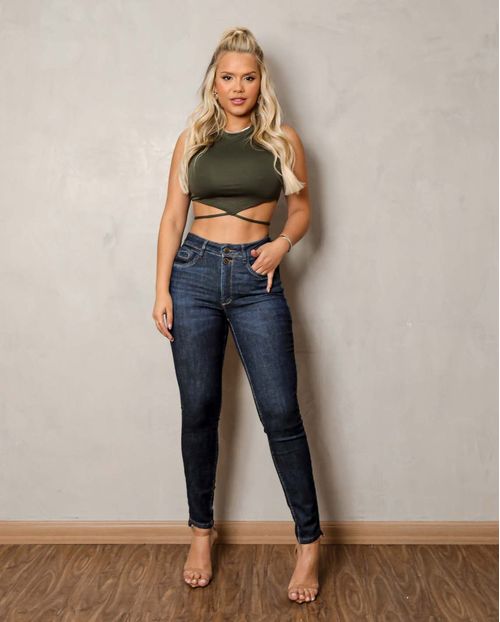 Calça Feminina Intermediaria  Extreme Power Escura com Barra Assimétrica   21452 Escura