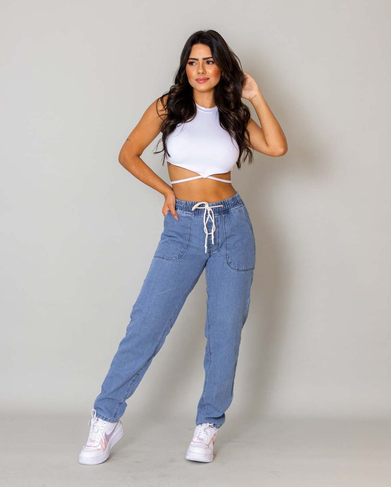 Calça Jeans Feminina Clara com Elástico No Cós 21512 Clara
