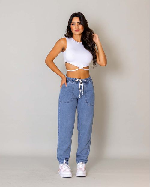 Calça Jeans Feminina Clara com Elástico No Cós   21512 Clara