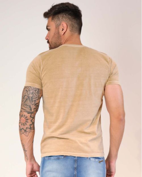 Camiseta Masculina T-Shirt Consciência -80046 Bege