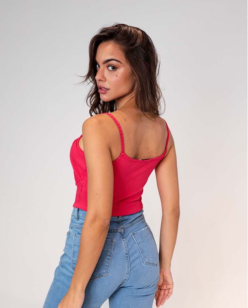 Blusa  Feminina de Alcinha  Canelada Consciência  -90079 Goiaba