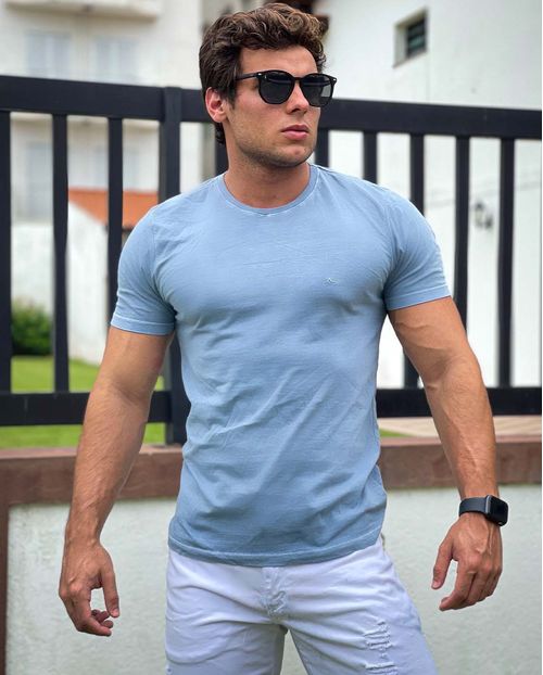 Camiseta Masculina T-Shirt Consciência -80046 Azul