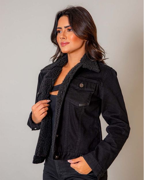 Jaqueta Feminina Rider com Pelos 21805 Preto