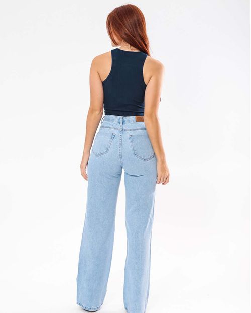 Calça Jeans Feminina Wide Leg Clara com Rasgo - 29015 Clara Rasgada