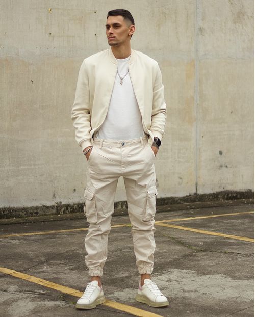 Calça Jogging Cargo  Itália 2484c Creme