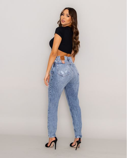 Calça Jeans Feminina Rk Mom 100% Algosão 18024 Unica