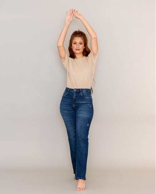 Calça Feminina Wide Loose com Abertura Interna Na Barra - Linha Eco 21677 Escura