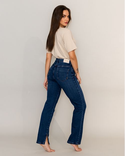 Calça Feminina Wide Loose com Abertura Interna Na Barra - Linha Eco 21676 Escura