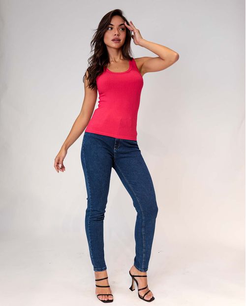 Blusa  Feminina  Regata Canelada Consciência  -90074 Goiaba