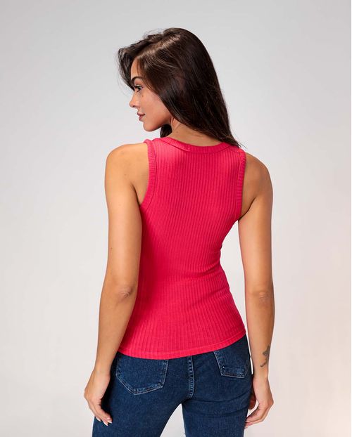 Blusa  Feminina  Regata Canelada Consciência  -90074 Goiaba