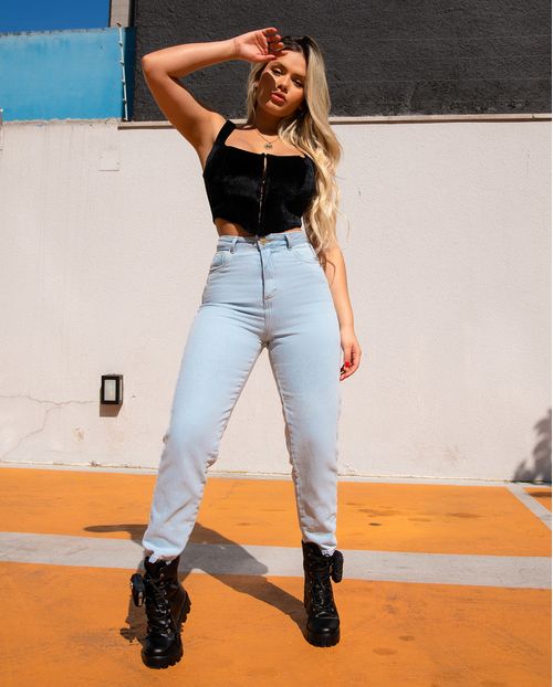Calça Fem Mom 101 Vibes Clara Consciência Jeans 00116 Clara
