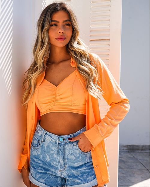 Camisa Feminina Manga Longa com Top de Alcinha 90201 Malta