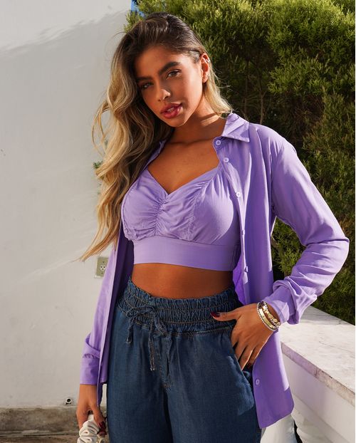 Camisa Feminina Manga Longa com Top de Alcinha 90201 Purple