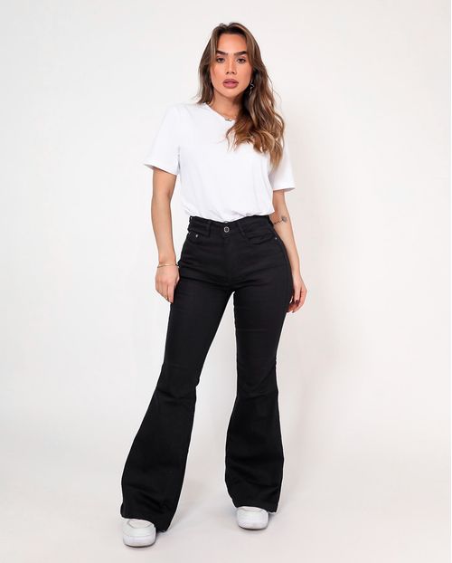 Calça Feminina Flare Ideal Para Mulheres Baixas 20667 Preto