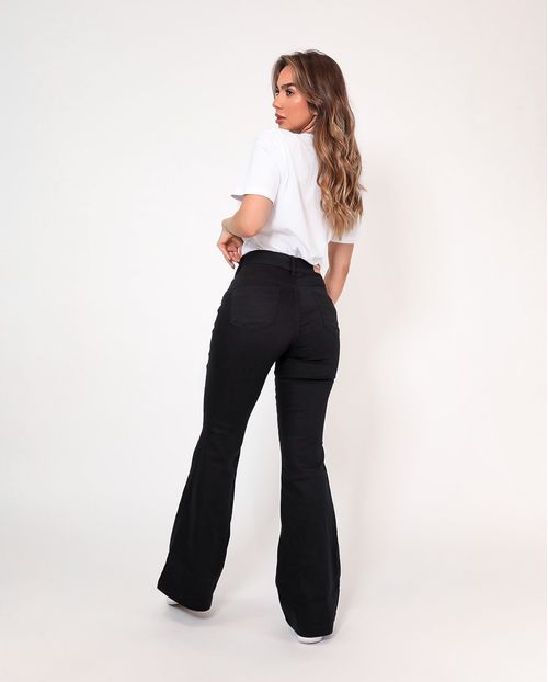Calça Feminina Flare Ideal Para Mulheres Baixas 20667 Preto