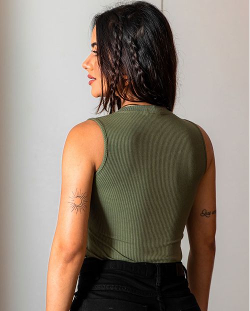Blusa  Feminina Decote Cut Out 90211 Olive