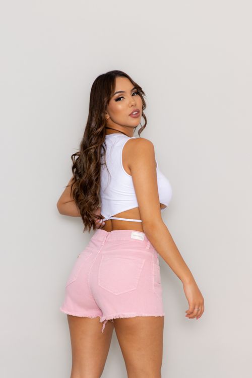 Shorts Boy Rosa C/barra Desfiada 21234 Unica