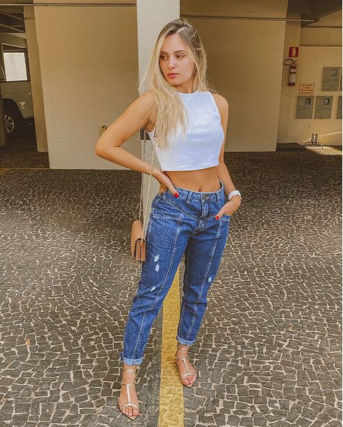 Calça Feminina Mom Consciência Jeans com Recorte Frontal 17855 Unica