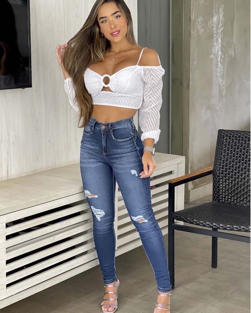 Calça Jeans Feminina Skinny Extreme Power com Rasgos   20205 Unica