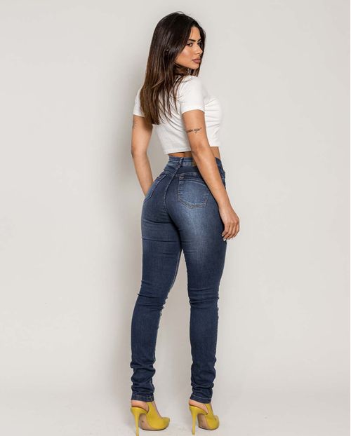 Calça Jeans Feminina Extreme Power com Nervuras 22215 Escura