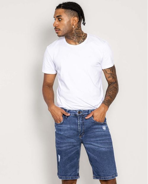 Bermuda Jeans Masculina com Elastano 22250 Escura
