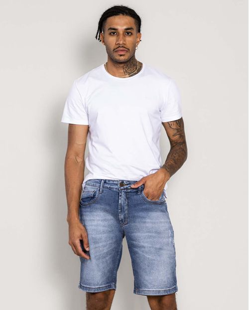 Bermuda Jeans Masculina com Elastano 22252 Escura