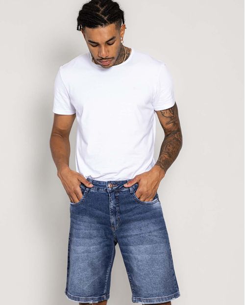 Bermuda Jeans Masculina com Elastano 22253 Escura