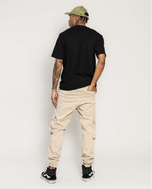 Calça Masulina Jogger com Bolso Fole Na Lateral Na Perna  21877 Caqui