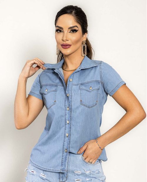 Camisa Feminina com Manga Curta  21167 Clara