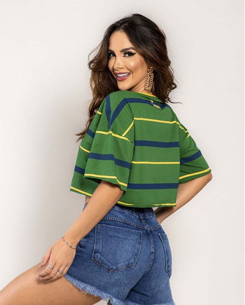 Cropped do Brasil Listrada  90216 Verde