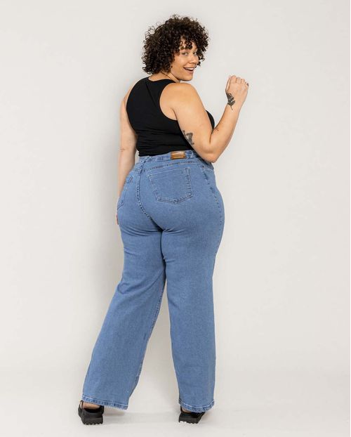Calça Jeans Feminina Wide Leg Plus Basica 29002 Clara