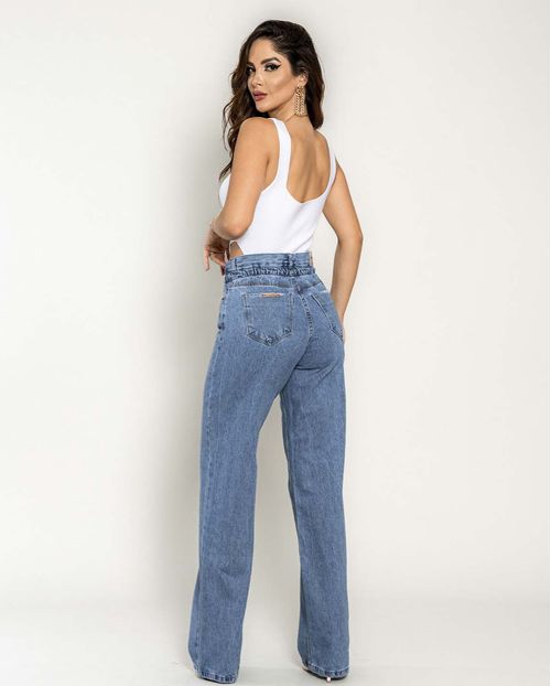 Calça Jeans Feminina Wide Leg Rope 22482 Média