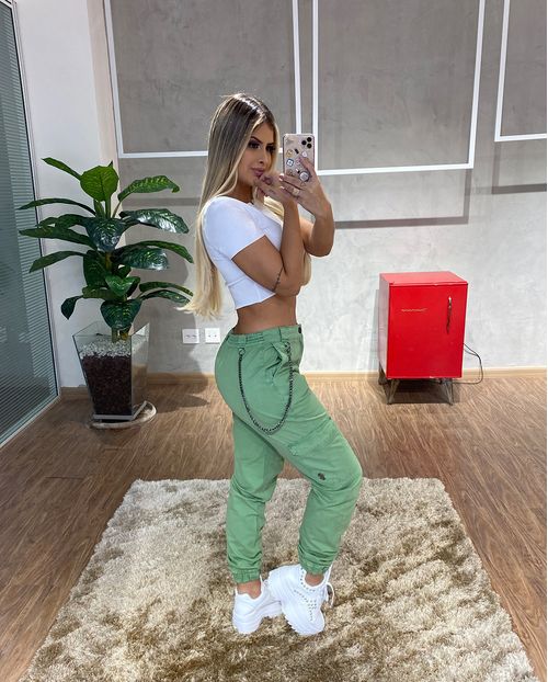 Calça Jogging Cargo Verde C/corrente 19342 Unica