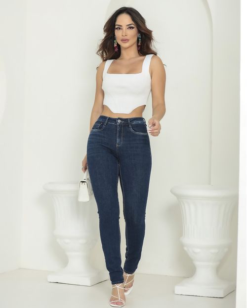Calça Jeans Feminina Intermediaria  Bielástico Extreme Power   22402 Escura