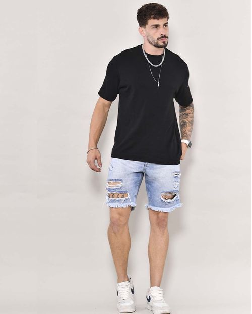 Bermuda Jeans Masculina com Barra Desfiada 22274 Clara