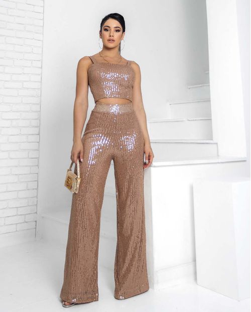 Conjunto Paete Calça  com Top de Alcinha 90219 Rose Gold