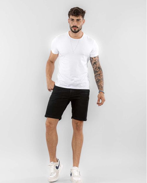 Bermuda Jeans Masculina com Elastano 22436 Preto