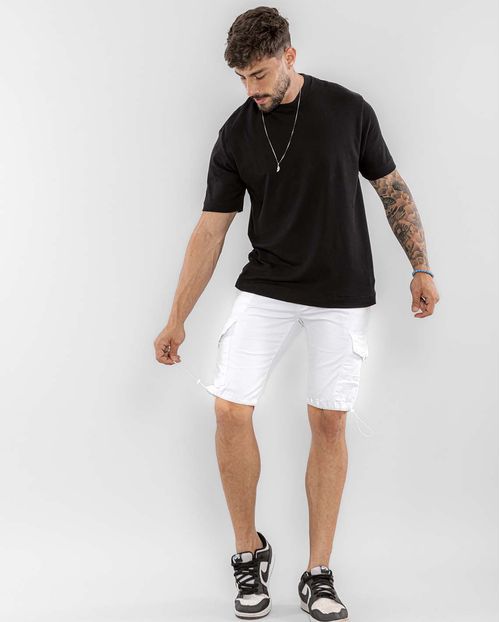 Bermuda Masc Cargo Branca Consciência Jeans 21631 Branco