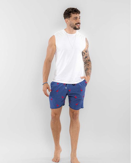 Shorts Masc Estampado com Cordão 90106 Estampado