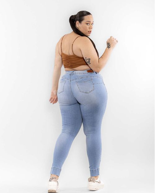 Calça Jeans Feminina Plus Size Botâo Duplo 22246 Clara