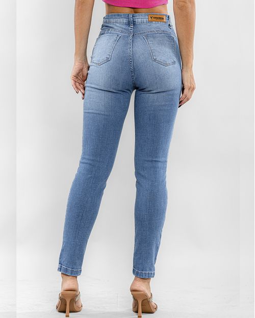 Calça Jeans Feminina Intermediaria com Abertura Frontal Na Barra   22373 Média