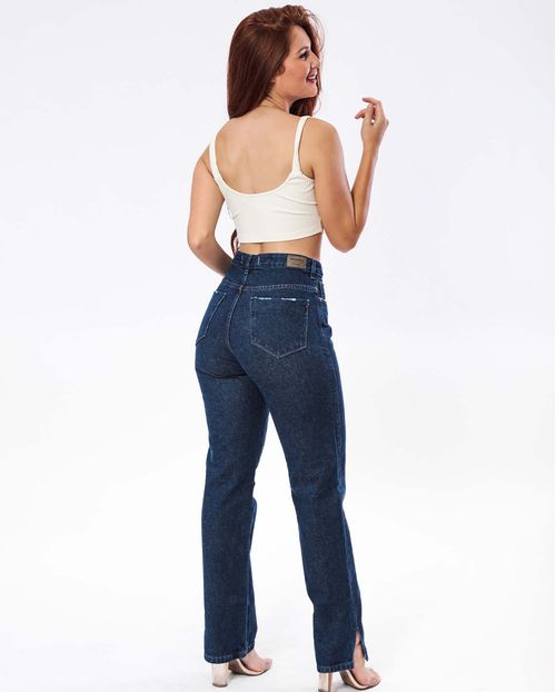 Calça Wide Loose Escura C/abertura Na Barra 02922 Escura