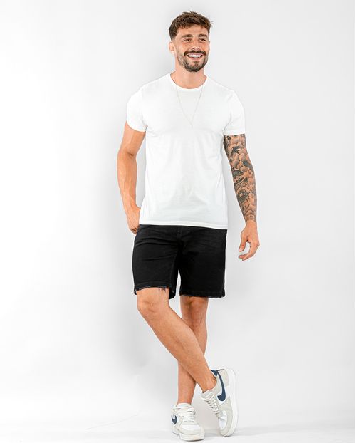 Bermuda Jeans Masculina com Elastano 22437 Preto