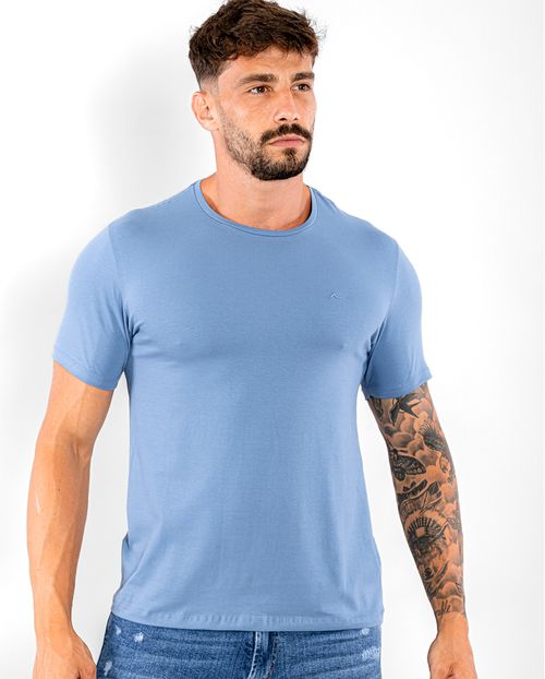 Camiseta de Algodão Egípcio Masculina Básica 90102 Azul